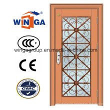 Complicated Decorative Flower Steel Glass Door (W-GD-05)